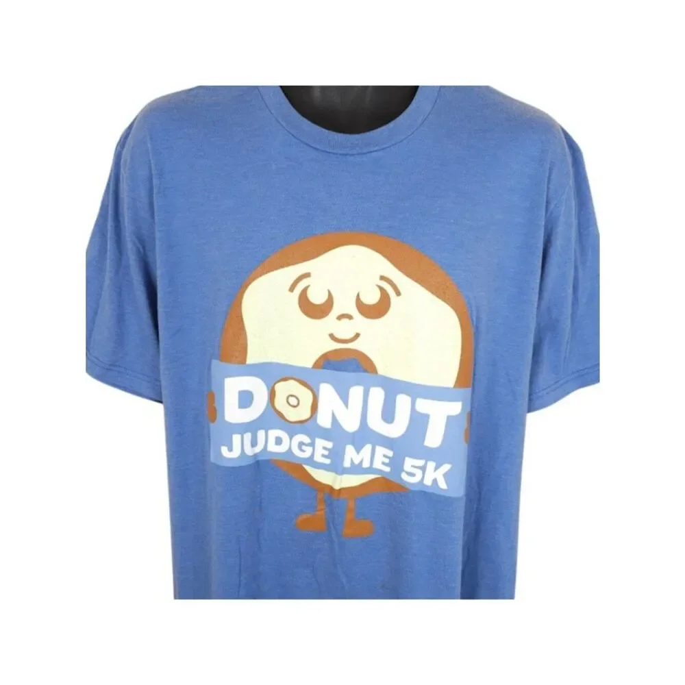 Sweating For Donuts T Shirt Mens Size XL Blue Donut Judge Me 5K Run